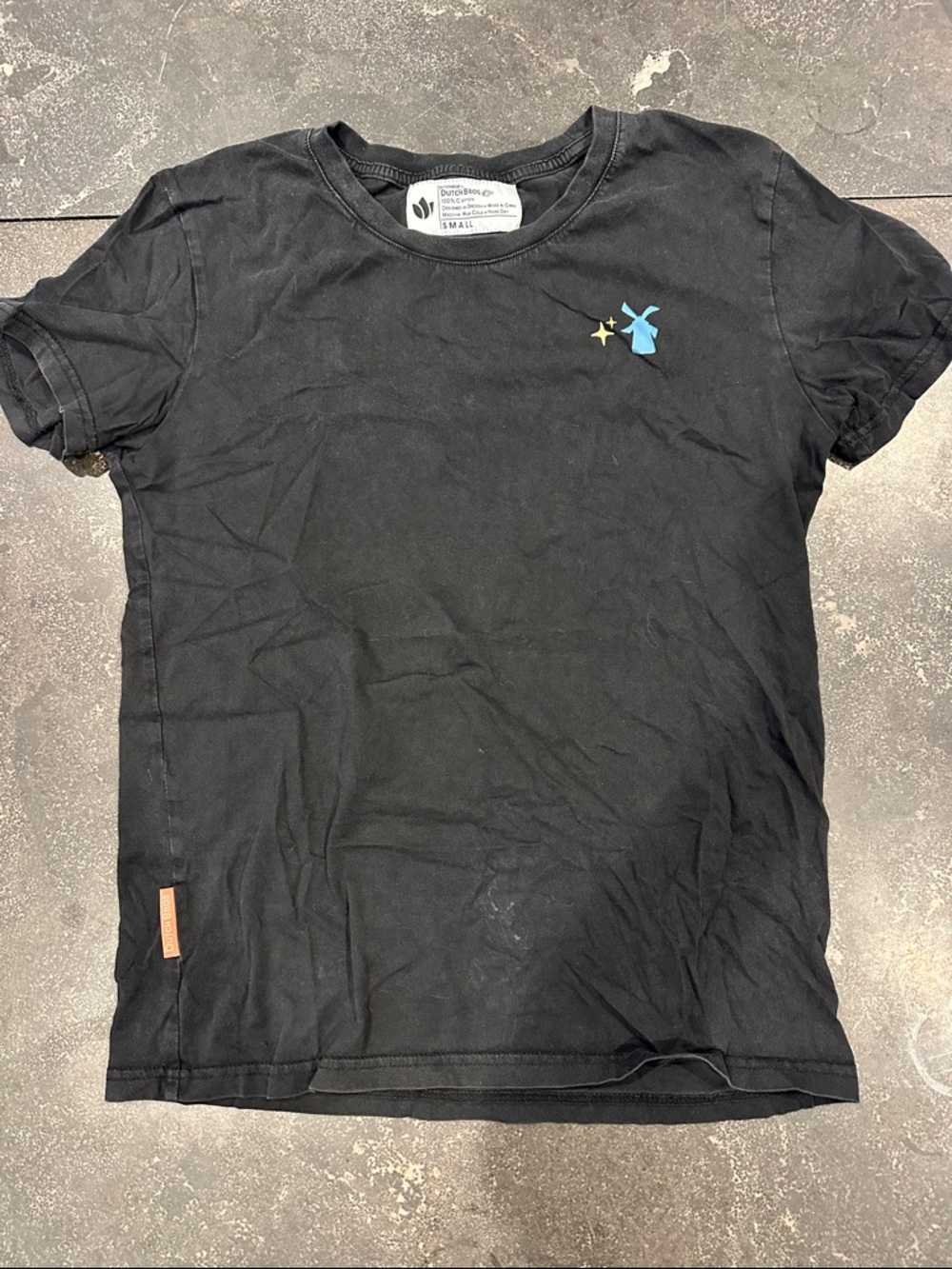 Dutch Bros Black Kids Short-Sleeve Tee with Blue Windmill